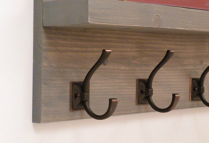 Entryway, Hallway or Mudroom Coat Rack with Antique Oil-Rubbed Bronze Hooks | Wall Coat Rack | Coat Rack with Shelf | Rustic Coat Rack