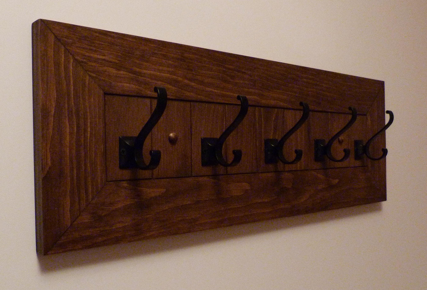Entryway, Hallway or Mudroom Coat Rack with Black Hooks | Wall Coat Rack | Rustic Coat Rack