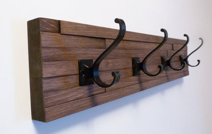 Modern and Rustic Entryway Coat Rack 24 Inches/4 hooks | Wall Coat Rack | Bathroom Towel Rack | Rustic Coat Rack