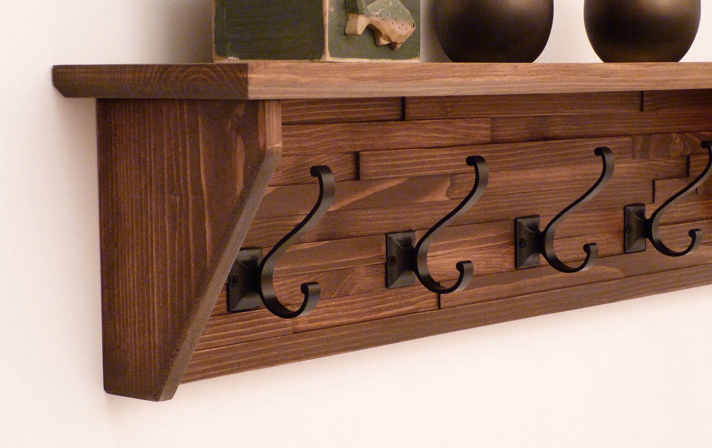 Modern and Rustic Entryway Coat Rack 34 Inches/5 hooks | Wall Coat Rack | Bathroom Towel Rack | Coat Rack with Shelf | Rustic Coat Rack