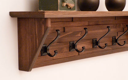 Modern and Rustic Entryway Coat Rack 34 Inches/5 hooks | Wall Coat Rack | Bathroom Towel Rack | Coat Rack with Shelf | Rustic Coat Rack