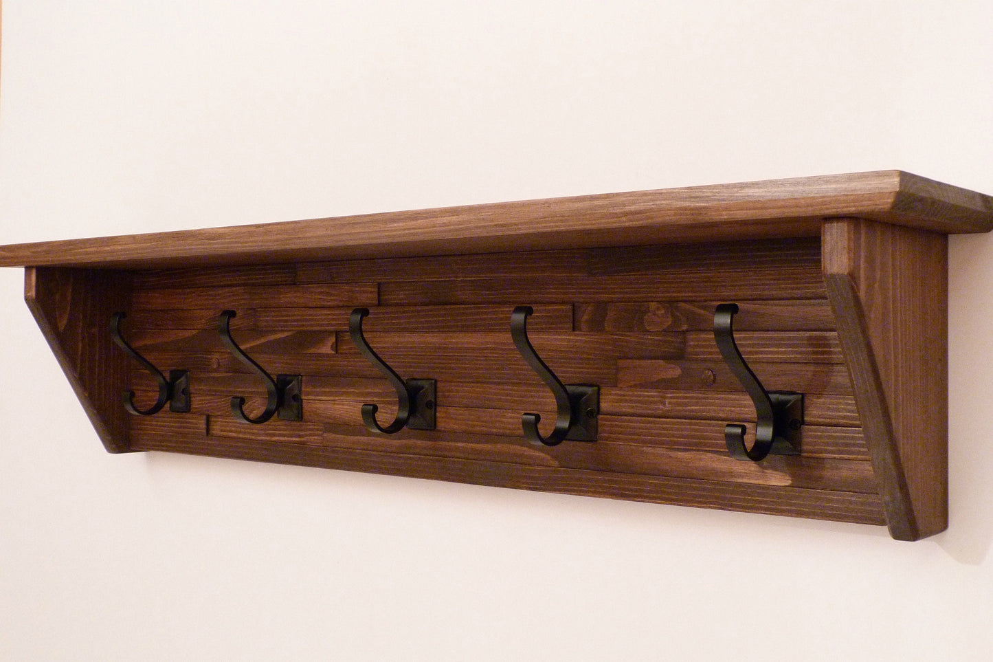 Modern and Rustic Entryway Coat Rack 34 Inches/5 hooks | Wall Coat Rack | Bathroom Towel Rack | Coat Rack with Shelf | Rustic Coat Rack