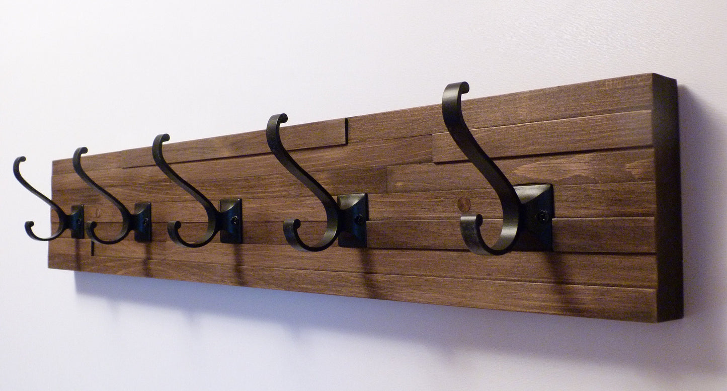 Modern and Rustic Entryway Coat Rack 30 Inches/5 hooks | Wall Coat Rack | Bathroom Towel Rack | Rustic Coat Rack