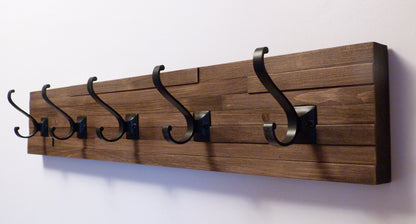 Modern and Rustic Entryway Coat Rack 30 Inches/5 hooks | Wall Coat Rack | Bathroom Towel Rack | Rustic Coat Rack