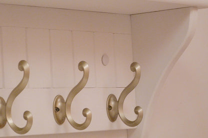 Modern Entryway Coat Rack | Bedroom Wall Shelf | Bathroom shelf | Towel Shelf-4 Matte Nickel Hooks | Coat Rack with Shelf
