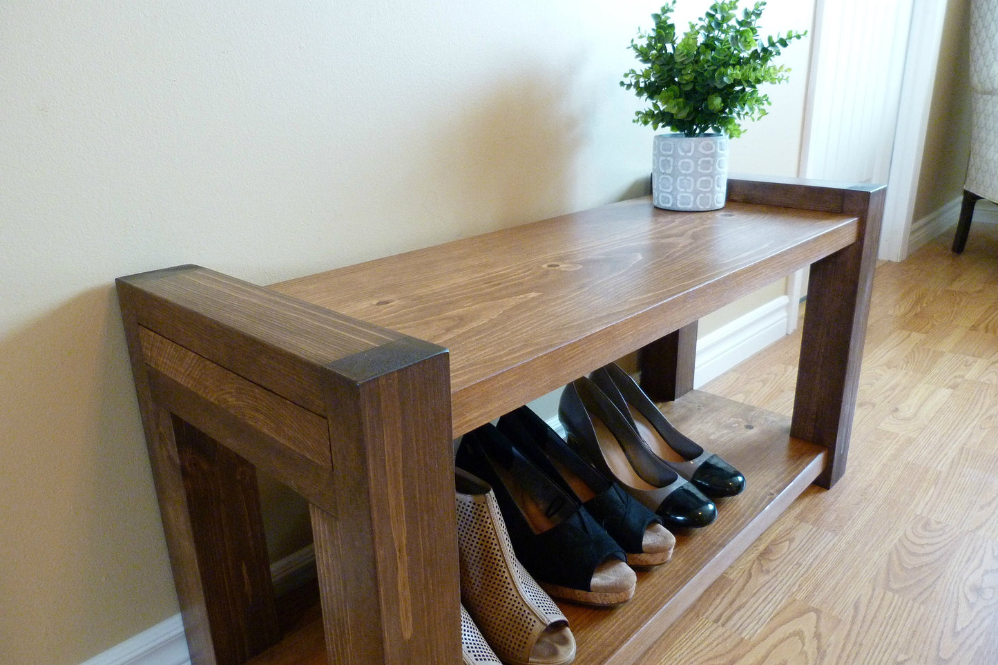 36 inches Rustic Entryway Bench | Modern Entryway Bench | Bench Storage | Shoe Organizer | Entryway Bench | Shoe Bench Wood