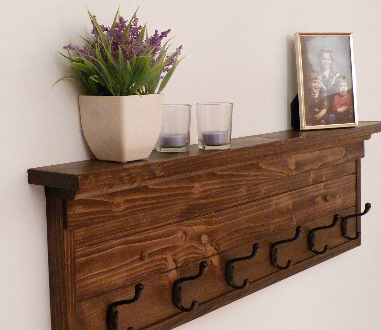 Entryway, Hallway or Mudroom Coat Rack Wall Coat Rack | Coat Rack with Shelf | Rustic Coat Rack | Farmhouse Coat Rack