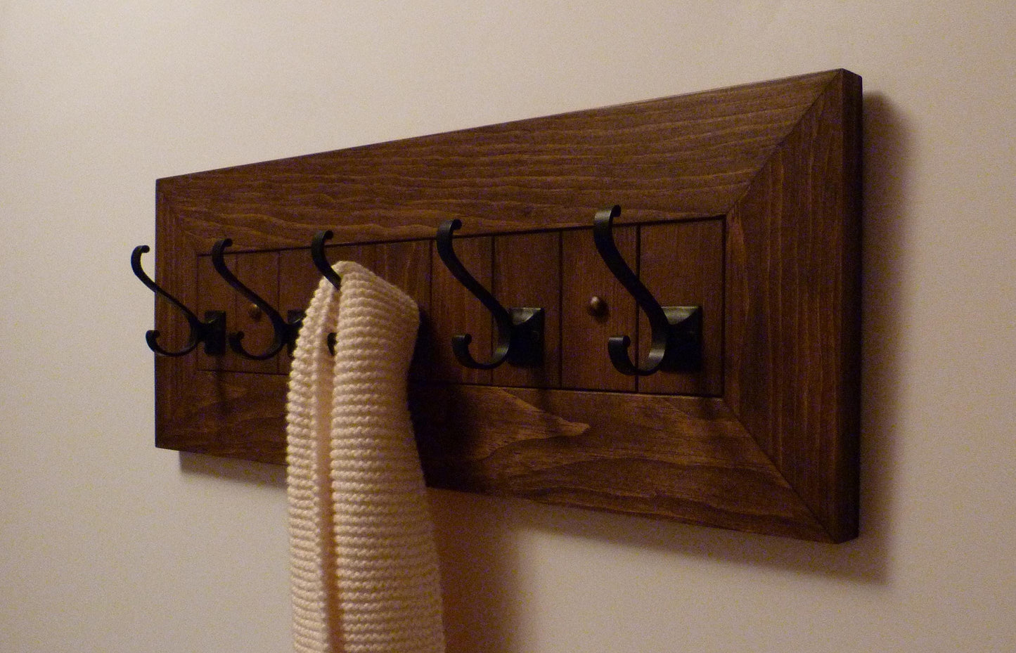 Entryway, Hallway or Mudroom Coat Rack with Black Hooks | Wall Coat Rack | Rustic Coat Rack